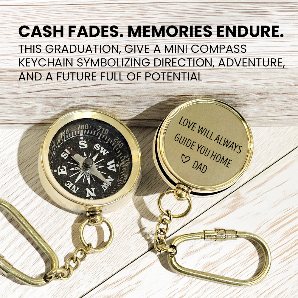 Personalized Brass Compass Keychain - Family - To My Daughter - From Dad - I Pray You Will Always Be Safe - Gkqj17001