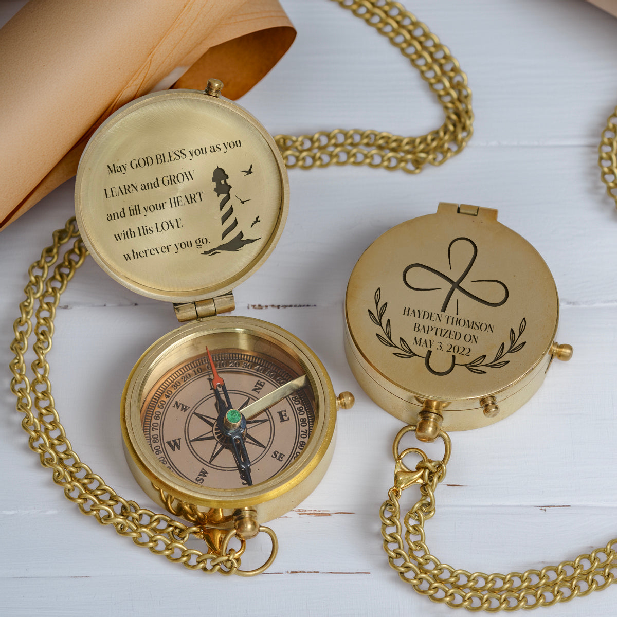 One Step with Faith, Forever Guided - May God Bless You - Baptism & Communion Compass - Gpb16096