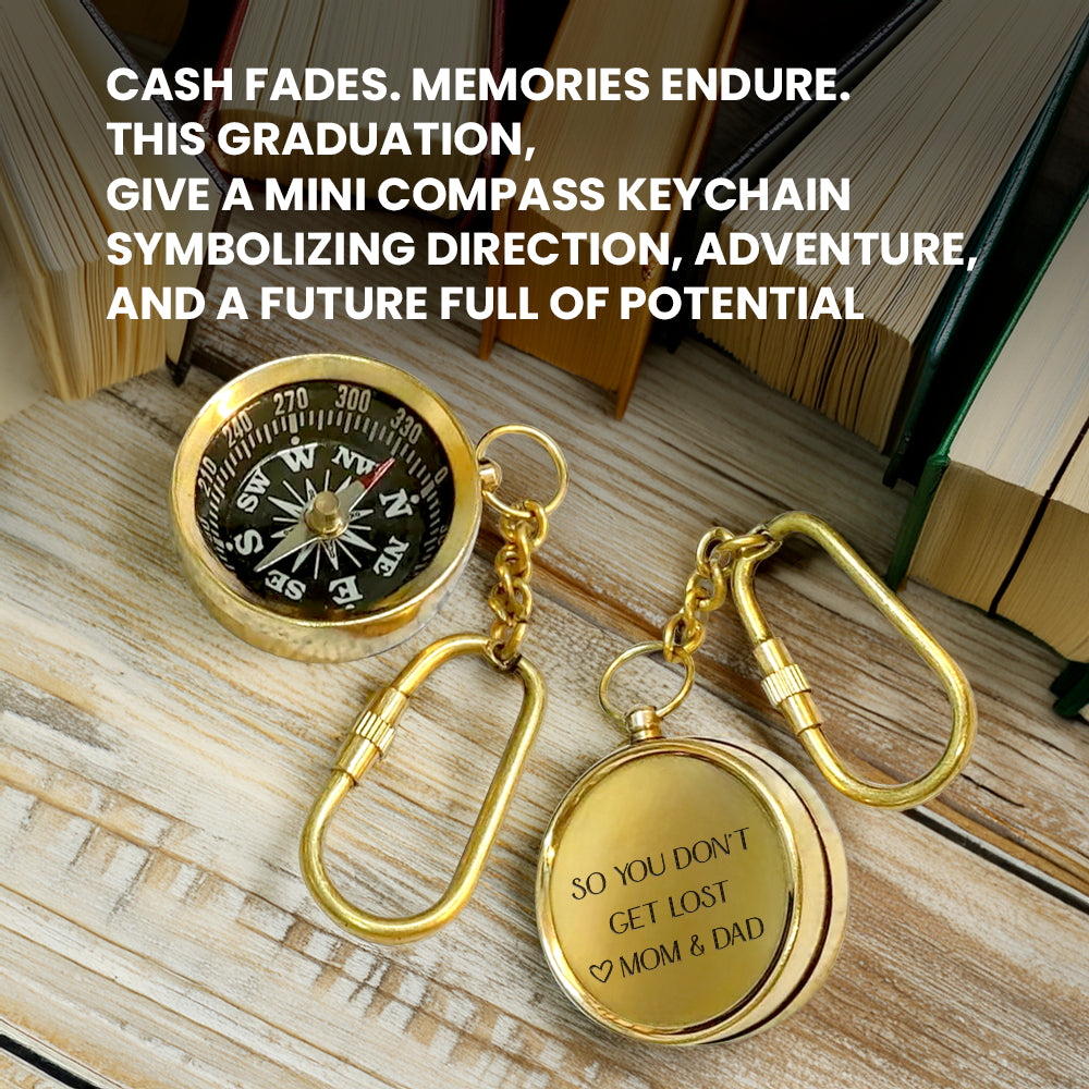 Personalized Brass Compass Keychain - Family - To My Son - So You Don't Get Lost - Gkqj16005