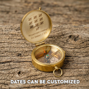 Personalized Engraved Bronze Compass - Handmade 50 years Anniversary Gift for Grandpa & Grandma | Custom Name, Date - Gpb20011