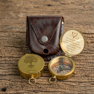 Personalized Engraved Bronze Compass - Handmade 50 years Anniversary Gift for Grandpa & Grandma | Custom Name, Date - Gpb20012