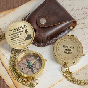 One Step with Faith, Forever Guided - In All Your Ways Submit To Him - Baptism & Communion Compass + Free Personalized Communion Bag - Gpb16082