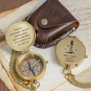 One Step with Faith, Forever Guided - God Will Show You The Right Way - Baptism & Communion Compass + Free Personalized Communion Bag - Gpb16087