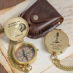 One Step with Faith, Forever Guided - Be Strong And Courageous - Baptism & Communion Compass + Free Personalized Communion Bag - Gpb16080