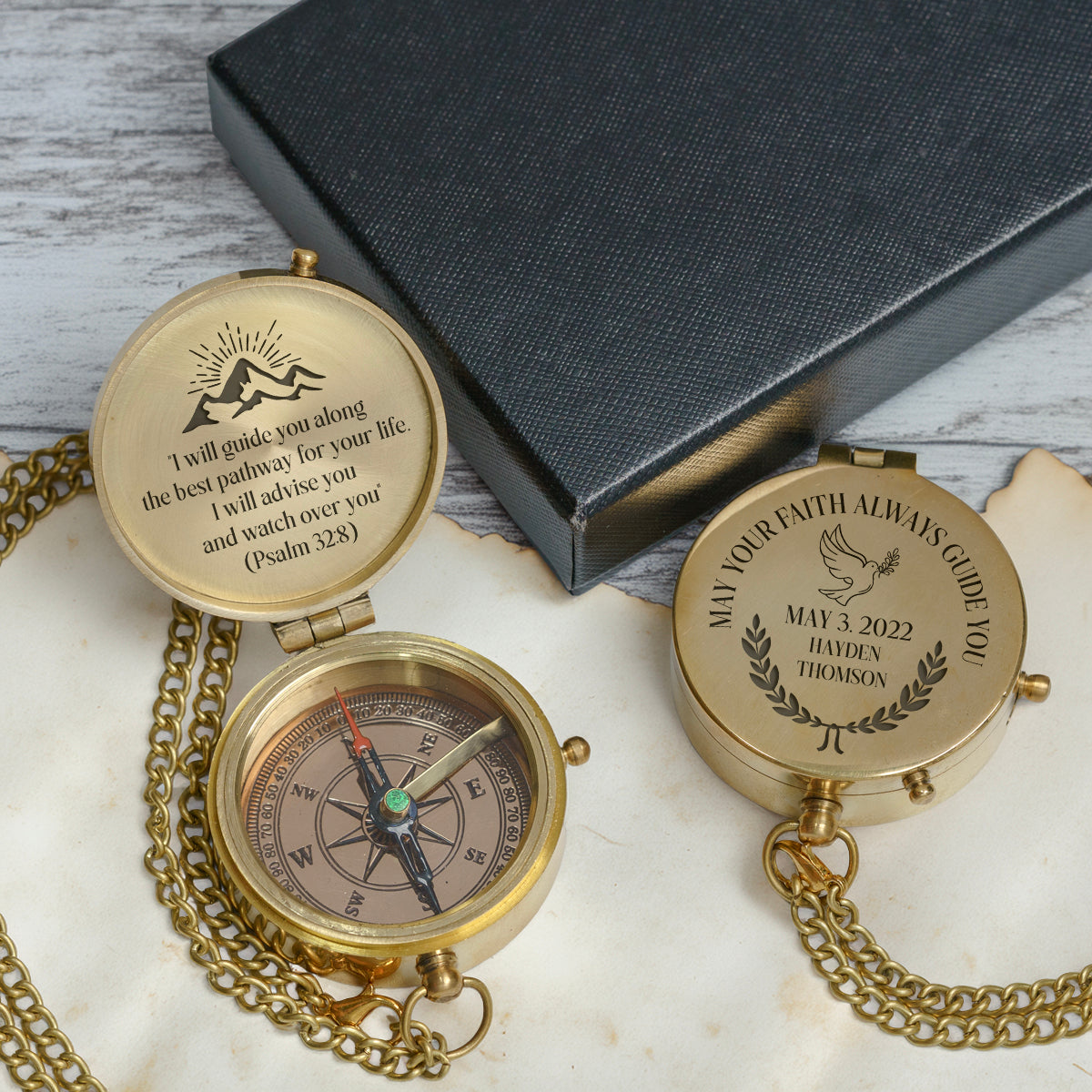 One Step with Faith, Forever Guided - I Will Advise You And Watch Over You - Baptism & Communion Compass - Gpb16088