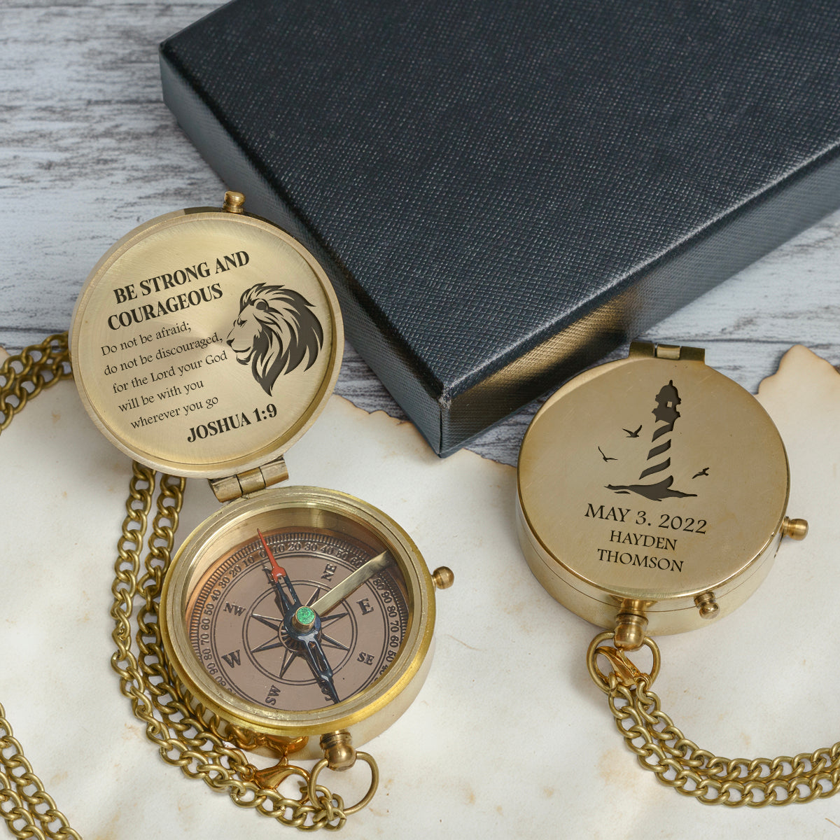 One Step with Faith, Forever Guided - Be Strong And Courageous - Baptism & Communion Compass - Gpb16080