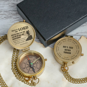 One Step with Faith, Forever Guided - In All Your Ways Submit To Him - Baptism & Communion Compass + Free Personalized Communion Bag - Gpb16082