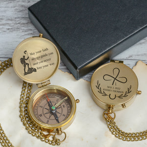 One Step with Faith, Forever Guided - May Your Faith Always Guide You - Baptism & Communion Compass + Free Personalized Communion Bag - Gpb16084