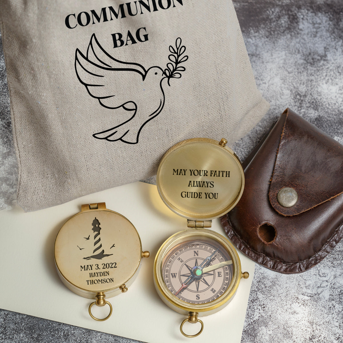 One Step with Faith, Forever Guided - May Your Faith Always Guide You - Baptism & Communion Compass - Gpb16083