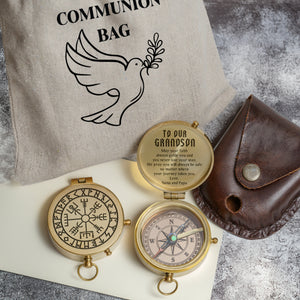One Step with Faith, Forever Guided - May Your Faith Always Guide You - Baptism & Communion Compass + Free Personalized Communion Bag - Gpb22021