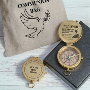 One Step with Faith, Forever Guided - In All Your Ways Submit To Him - Baptism & Communion Compass + Free Personalized Communion Bag - Gpb16082