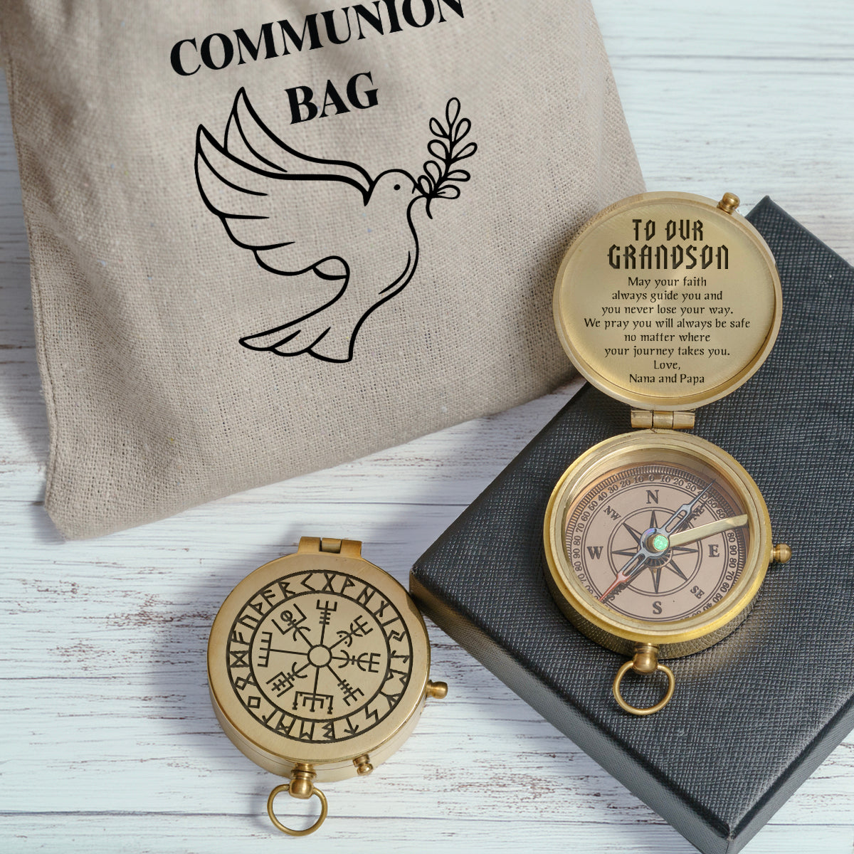 One Step with Faith, Forever Guided - May Your Faith Always Guide You - Baptism & Communion Compass - Gpb22021
