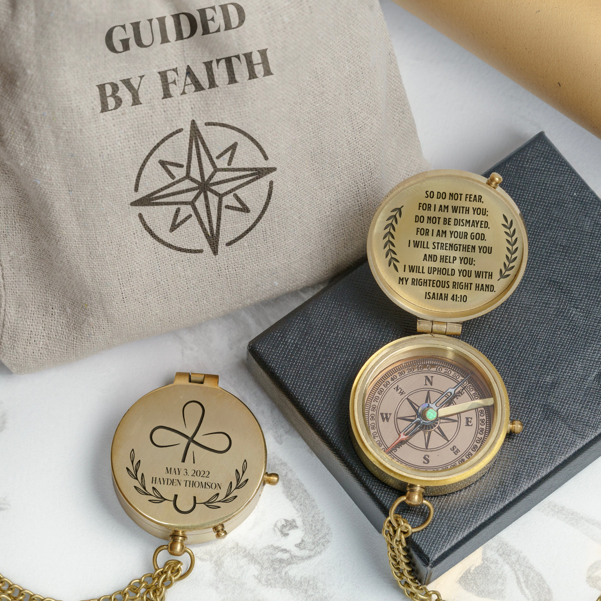 One Step with Faith, Forever Guided - I Will Strengthen You And Help You - Communion & Confirmation Compass - Gpb16090