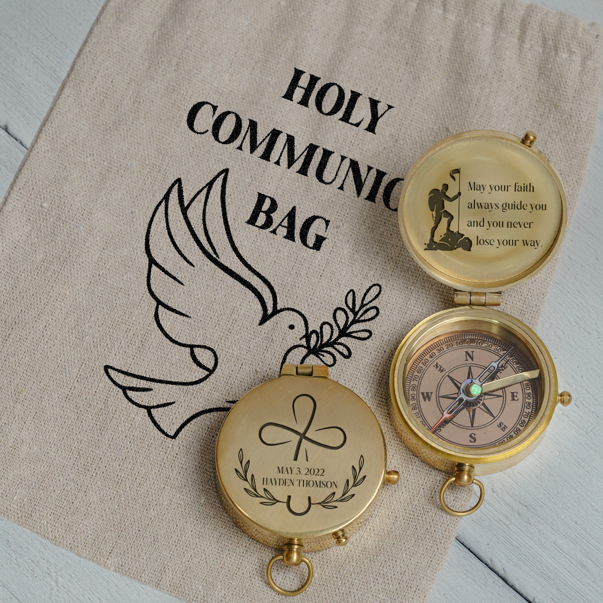 One Step with Faith, Forever Guided - May Your Faith Always Guide You - Baptism & Communion Compass - Gpb16084