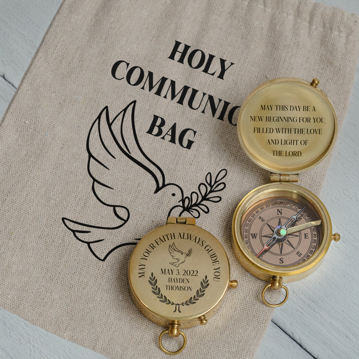One Step with Faith, Forever Guided - May This Day Be A New Beginning For You - Baptism & Communion Compass - Gpb16086