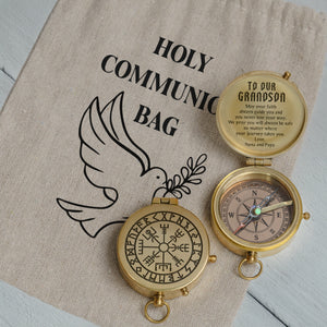 One Step with Faith, Forever Guided - May Your Faith Always Guide You - Baptism & Communion Compass + Free Personalized Communion Bag - Gpb22021