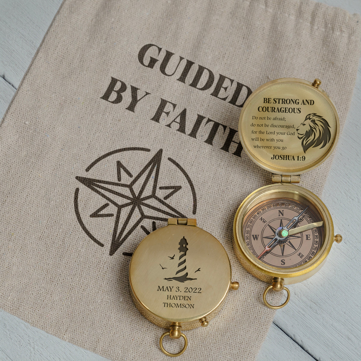 One Step with Faith, Forever Guided - Be Strong And Courageous - Confirmation Compass - Gpb16080
