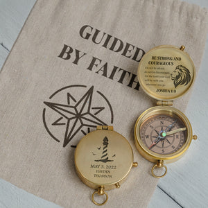 One Step with Faith, Forever Guided - Be Strong And Courageous - Confirmation Compass - Gpb16080