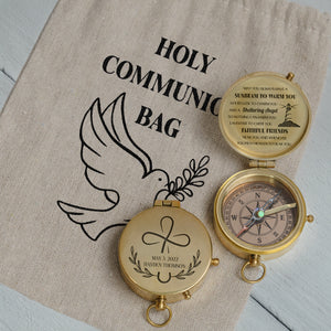 One Step with Faith, Forever Guided - Whenever You Pray Heaven To Hear You - Baptism & Communion Compass + Free Personalized Communion Bag - Gpb16085