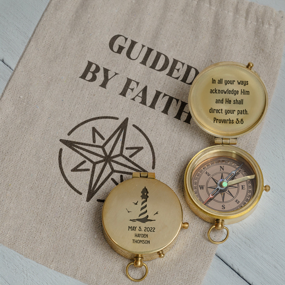 One Step with Faith, Forever Guided - In All Your Ways Acknowledge Him - Communion & Confirmation Compass - Gpb16081