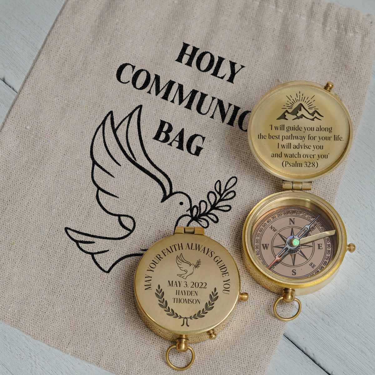 One Step with Faith, Forever Guided - I Will Advise You And Watch Over You - Baptism & Communion Compass - Gpb16088