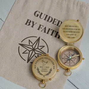 One Step with Faith, Forever Guided - May This Day Be A New Beginning For You - Communion & Confirmation Compass - Gpb16086
