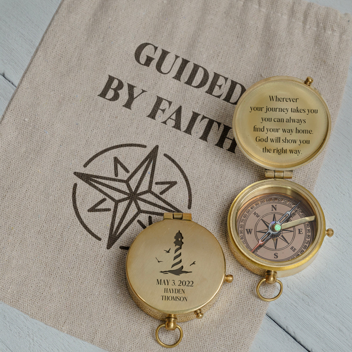 One Step with Faith, Forever Guided - God Will Show You The Right Way - Communion & Confirmation Compass - Gpb16087