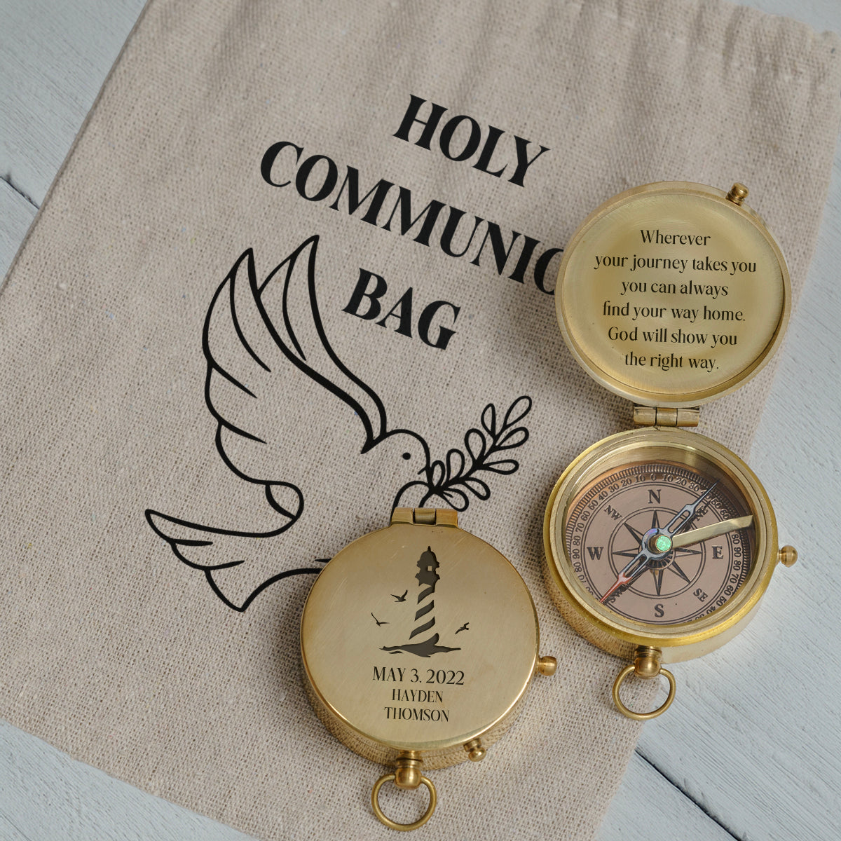 One Step with Faith, Forever Guided - God Will Show You The Right Way - Baptism & Communion Compass - Gpb16087