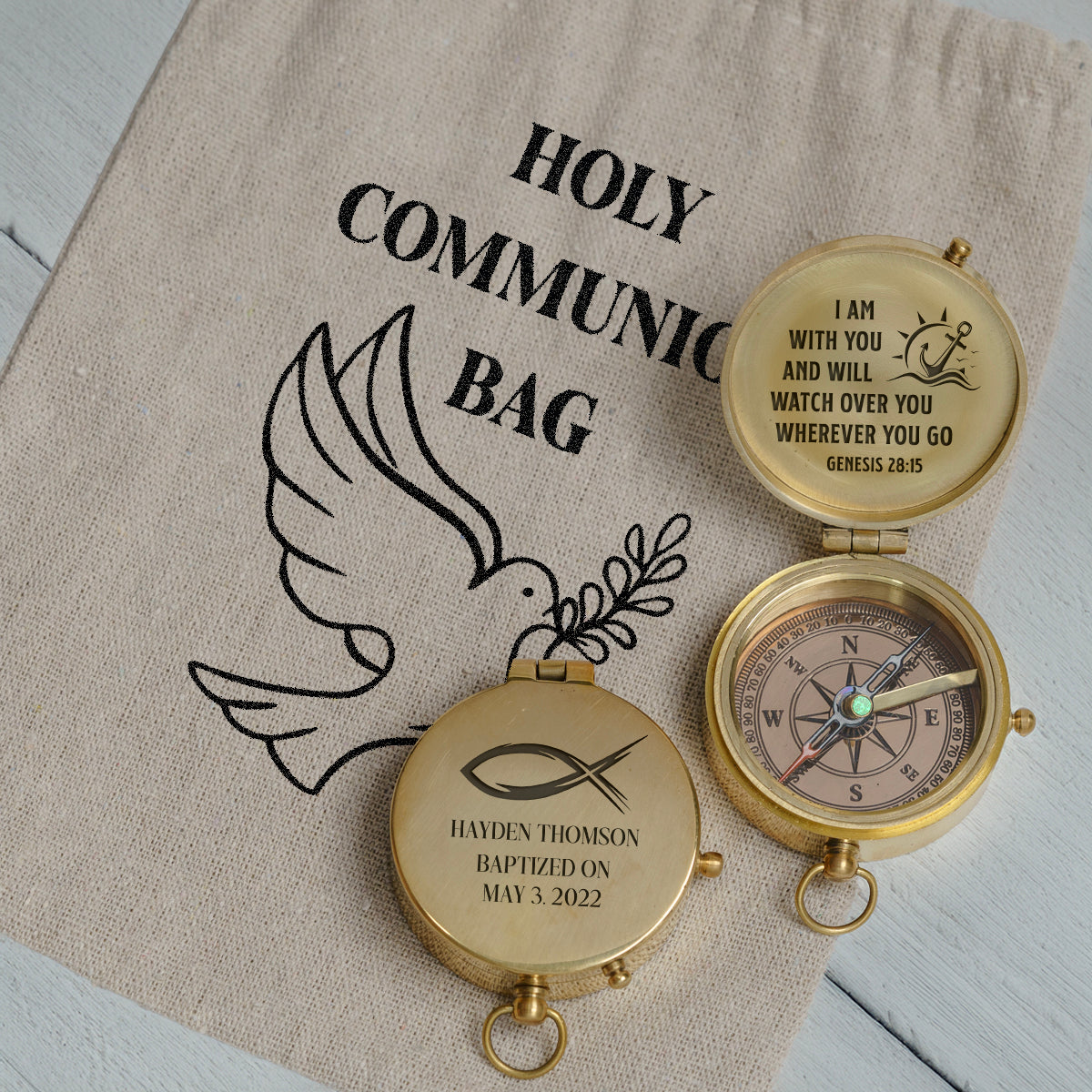 One Step with Faith, Forever Guided - I Am With You - Baptism & Communion Compass - Gpb16095