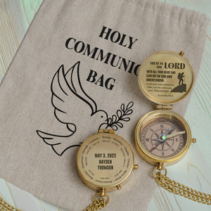 One Step with Faith, Forever Guided - In All Your Ways Submit To Him - Baptism & Communion Compass + Free Personalized Communion Bag - Gpb16082