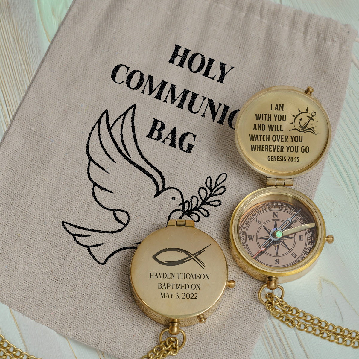 One Step with Faith, Forever Guided - I Am With You - Baptism & Communion Compass - Gpb16095