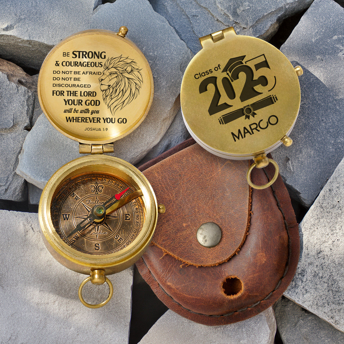 Personalized Engraved Compass - Family - To My Son Daughter Grandson Granddaughter - Your God Will Be With You - Gpb16076