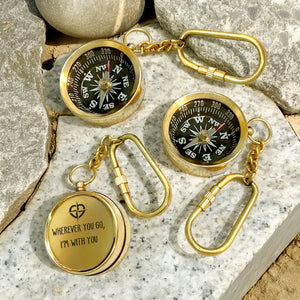 Personalized Brass Compass Keychain - Family - To My Girlfriend - You Are My Compass When I'm Lost - Gkqj13004