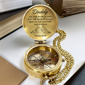 Personalized Engraved Compass - Family - To My Dad - From Son - You Are The World - Gpb18062