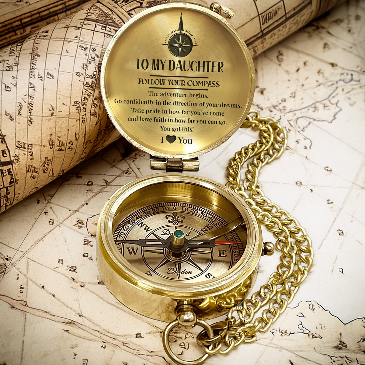 Personalized Engraved Compass - Family - To My Daughter - Go Confidently In The Direction Of Your Dreams - Gpb17018