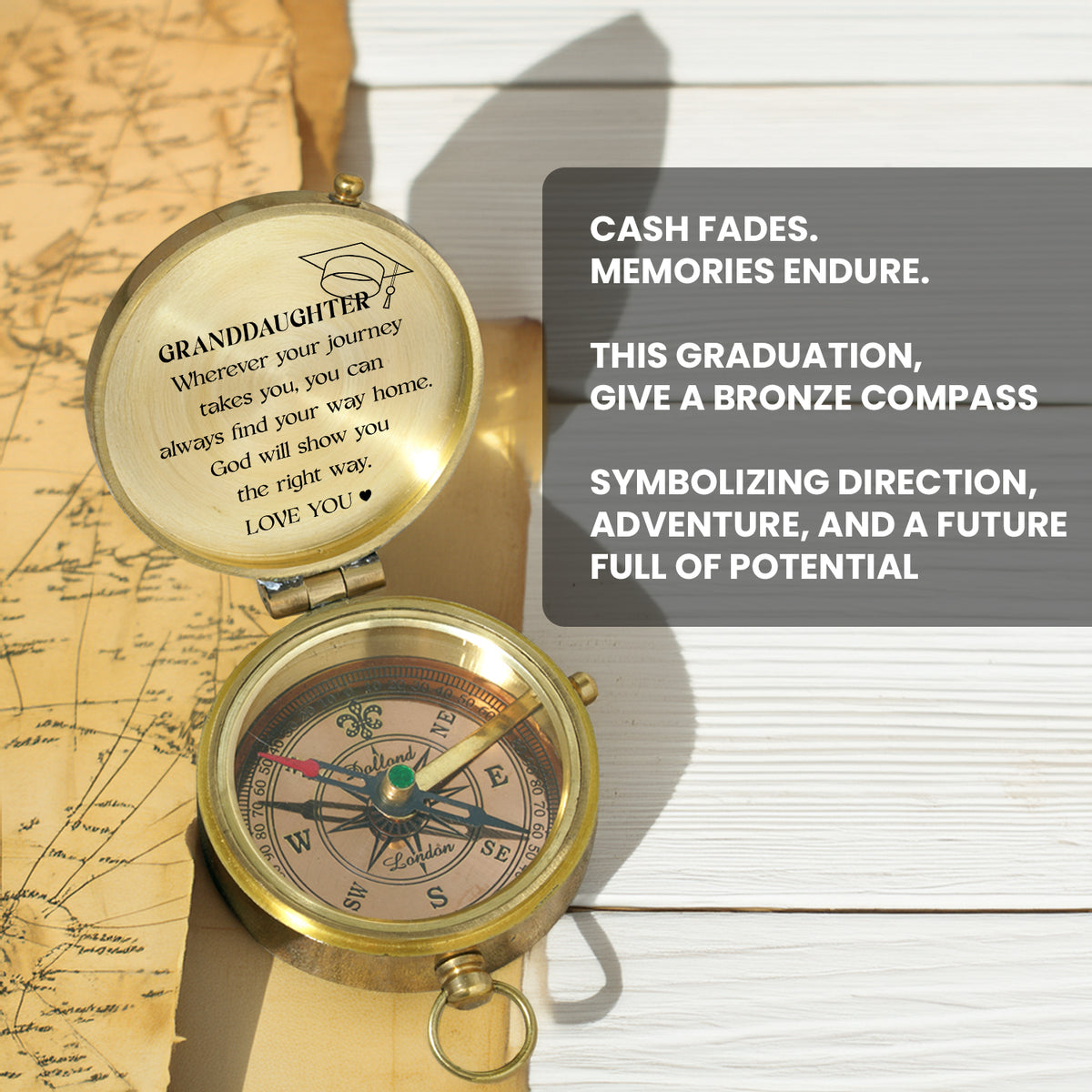 Personalized Engraved Compass - Family - To My Granddaughter - God Will Show You The Right Way - Gpb23012