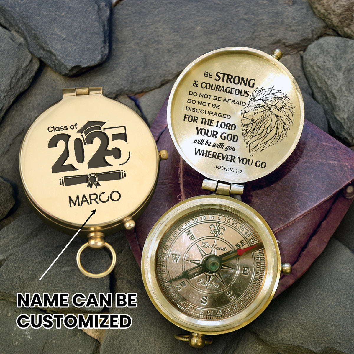 Personalized Engraved Compass - Family - To My Son Daughter Grandson Granddaughter - Your God Will Be With You - Gpb16076
