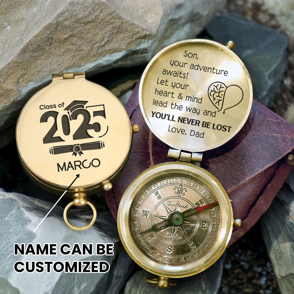 Personalized Engraved Compass - Family - To My Son - From Dad - Let Your Heart & Mind Lead The Way - Gpb16074