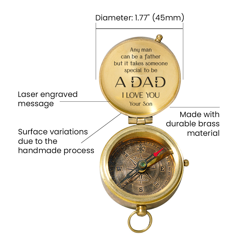 Personalized Engraved Compass - Family - To My Dad - From Son - Any Man Can Be A Father - Gpb18056