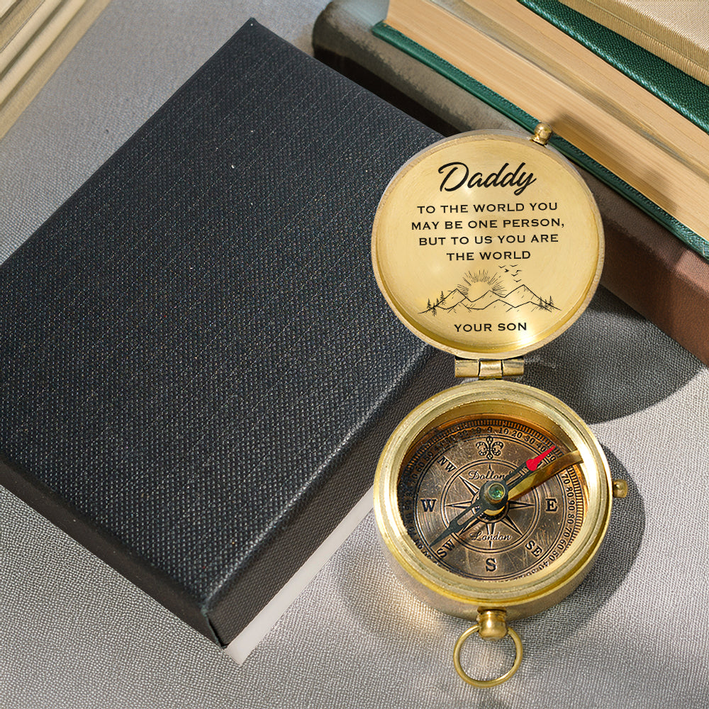 Personalized Engraved Compass - Family - To My Dad - From Son - You Are The World - Gpb18062