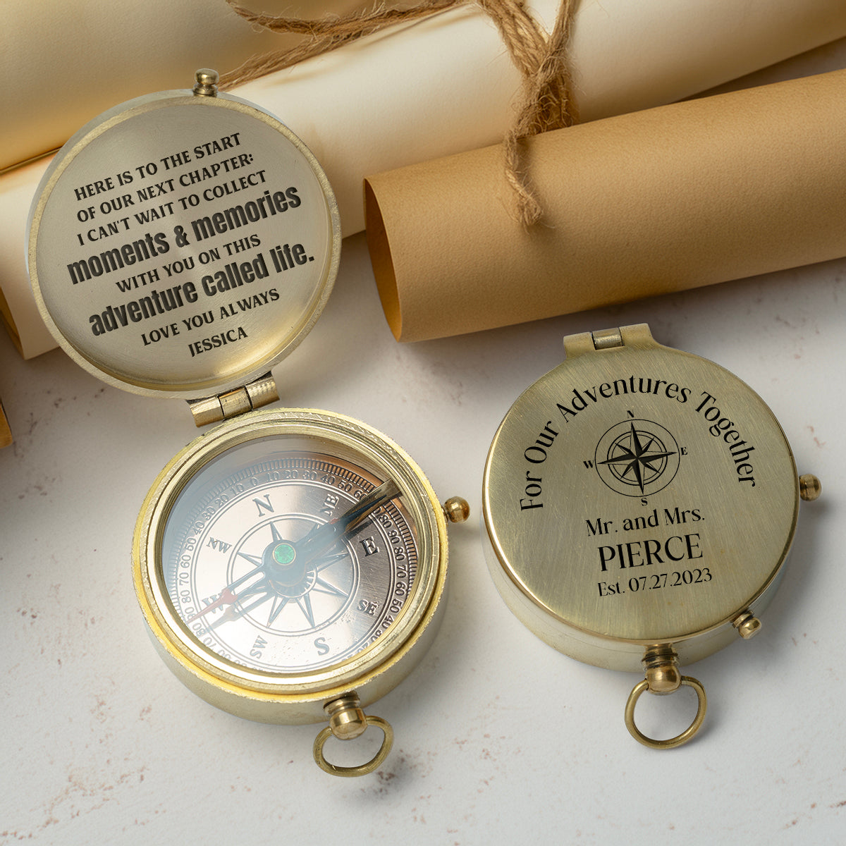 Personalized Engraved Compass - Family - For Couple - Here Is To The Start Of Our Next Chapter - Gpb26240