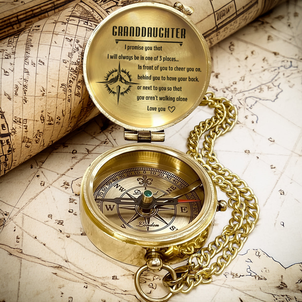 Personalized Engraved Compass - Family - To My Granddaughter - I Will Always Behind You To Have Your Back - Gpb23011
