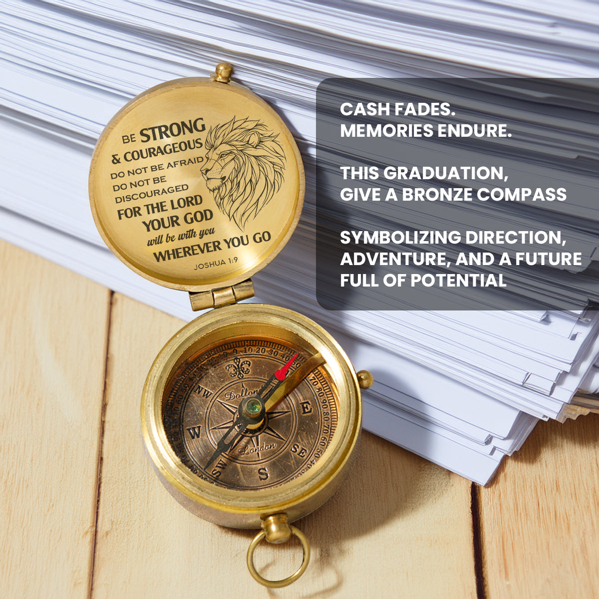 Personalized Engraved Compass - Family - To My Son Daughter Grandson Granddaughter - Your God Will Be With You - Gpb16076