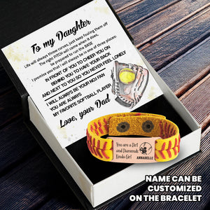 Personalized Softball Bracelet - Softball - To My Daughter - From Dad - My Favorite Softball Player - Gbzk17002