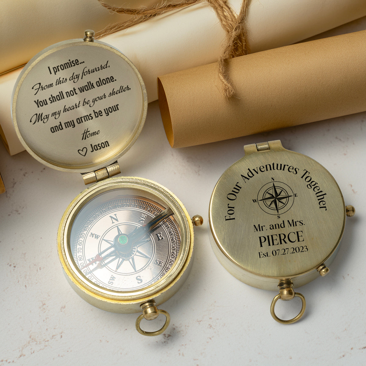 Personalized Engraved Compass - Family - For Couple - May My Heart Be Your Shelter - Gpb26245