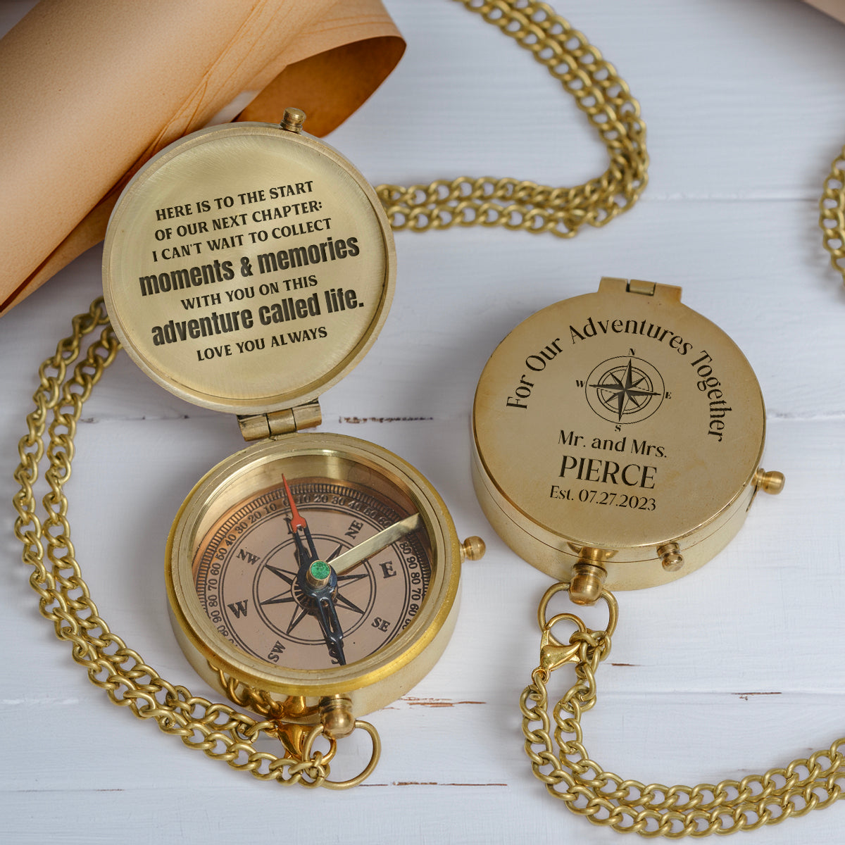 Personalized Engraved Compass - Family - For Couple - Here Is To The Start Of Our Next Chapter - Gpb26240