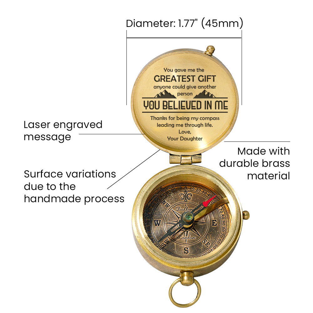 Personalized Engraved Compass - Family - To My Dad - From Daughter - You Believed In Me - Gpb18047