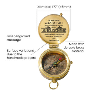 Personalized Engraved Compass - Family - To My Dad - From Daughter - You Believed In Me - Gpb18047