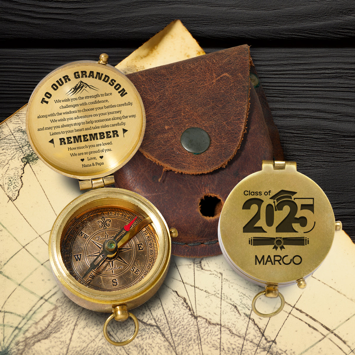 Personalized Engraved Compass - Family - To Our Grandson - We Are So Proud Of You - Gpb22020