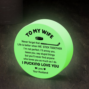 Personalized Hockey Puck - Hockey - To My Wife - Life Is Better When We Stick Together - Gai15011